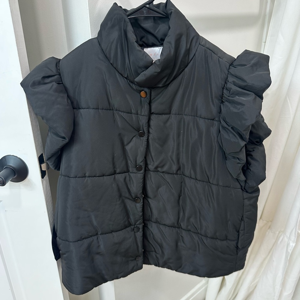 Women’s Black Ruffle Vest